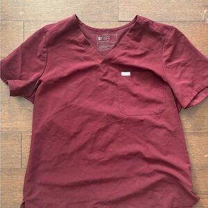 Figs Women’s Burgundy V-Neck Shirt
